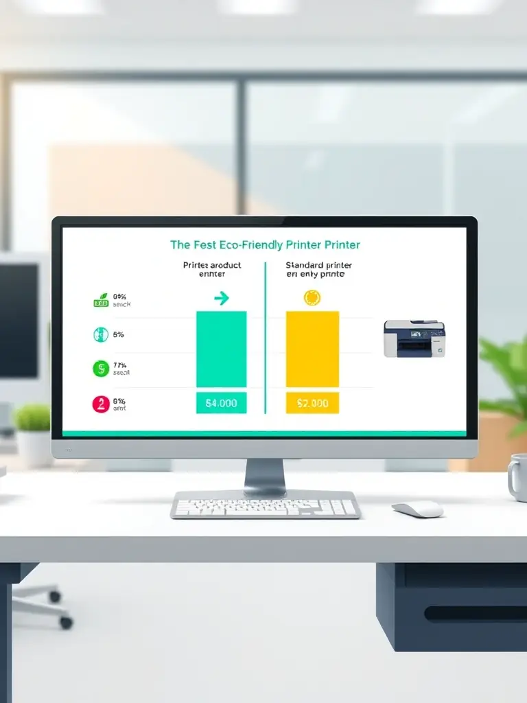 A comparison chart illustrating the lower energy consumption of an eco-friendly printer versus a standard printer, emphasizing the long-term cost savings.